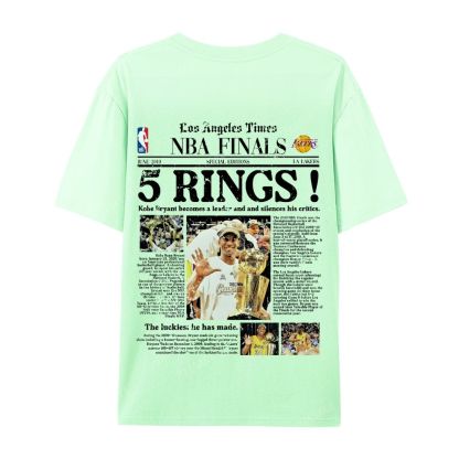 "5 Rings" Newspaper Tee Casual Short Sleeve T-Shirt