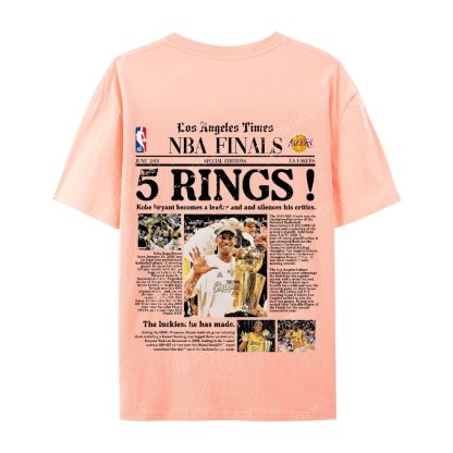 "5 Rings" Newspaper Tee Casual Short Sleeve T-Shirt
