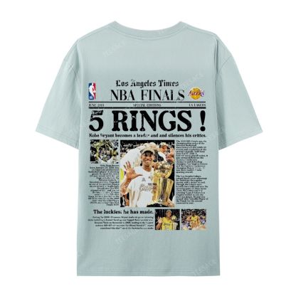 "5 Rings" Newspaper Tee Casual Short Sleeve T-Shirt
