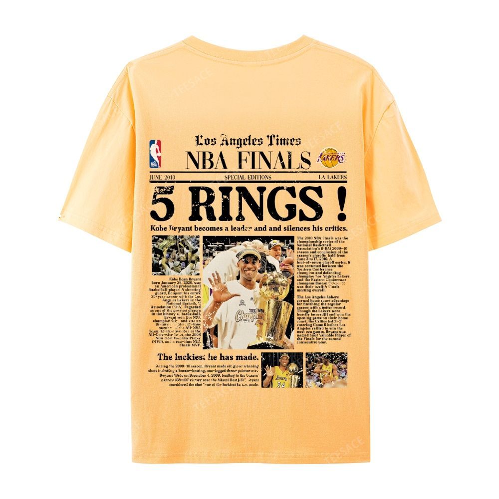 "5 Rings" Newspaper Tee Casual Short Sleeve T-Shirt