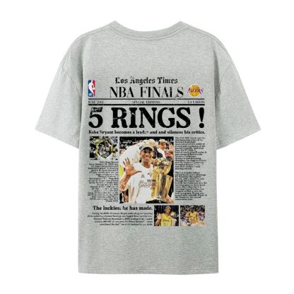 "5 Rings" Newspaper Tee Casual Short Sleeve T-Shirt