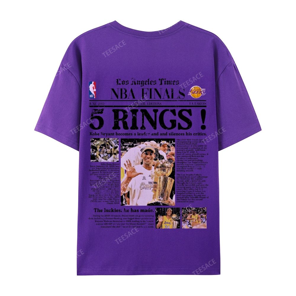 "5 Rings" Newspaper Tee Casual Short Sleeve T-Shirt