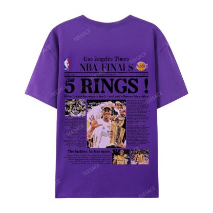"5 Rings" Newspaper Tee Casual Short Sleeve T-Shirt