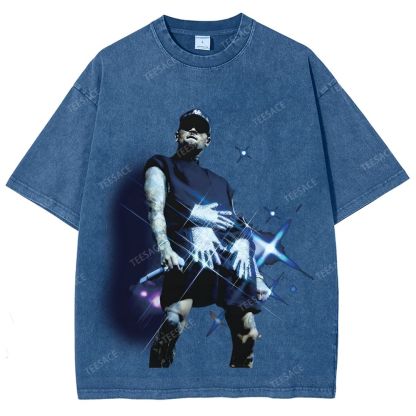 Unisex Fit Washed T-Shirt 2024 CHRIS BROWN V2