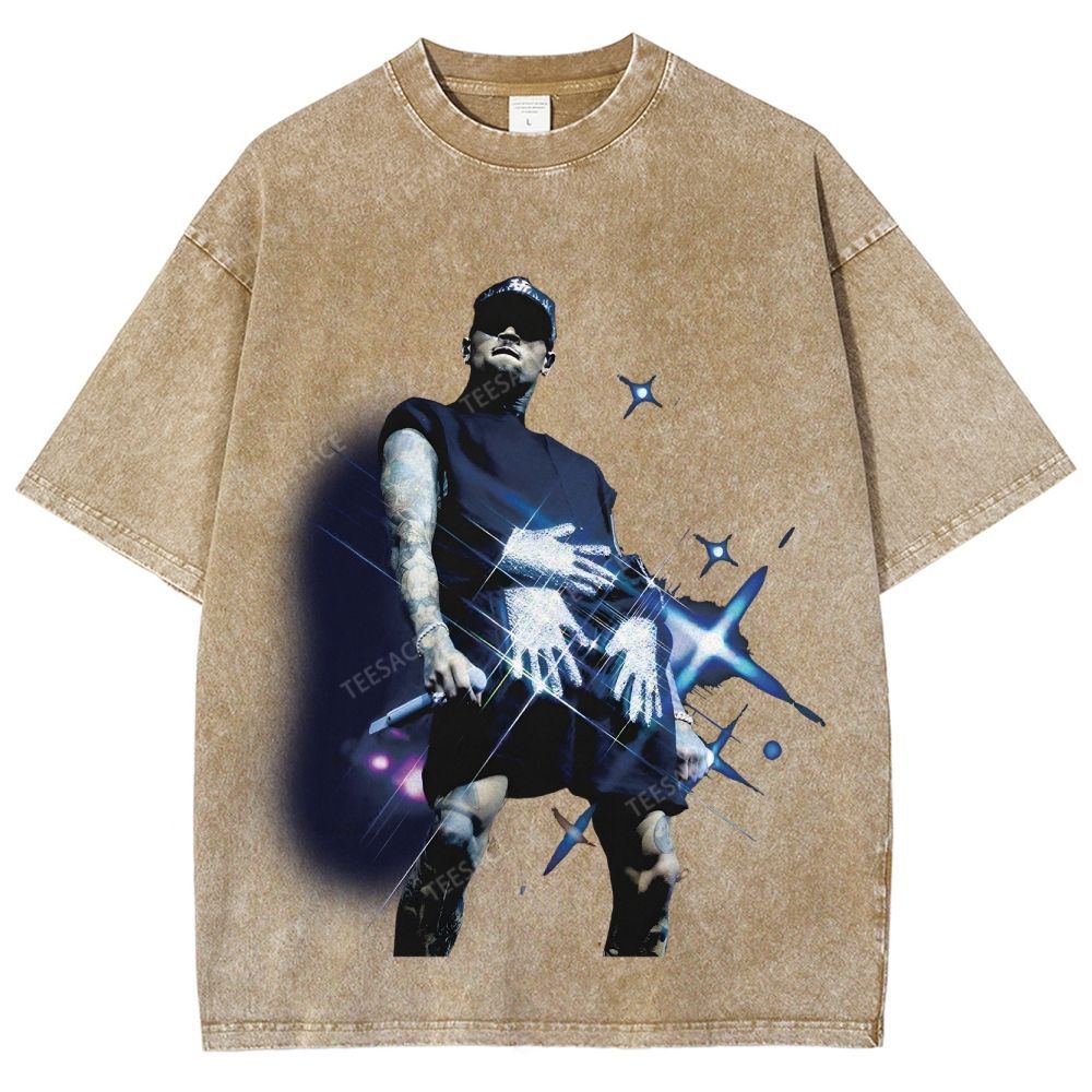Unisex Fit Washed T-Shirt 2024 CHRIS BROWN V2
