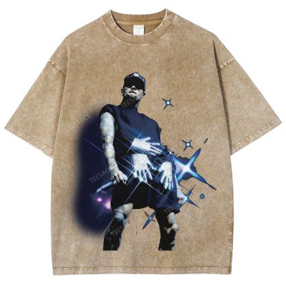 Unisex Fit Washed T-Shirt 2024 CHRIS BROWN V2
