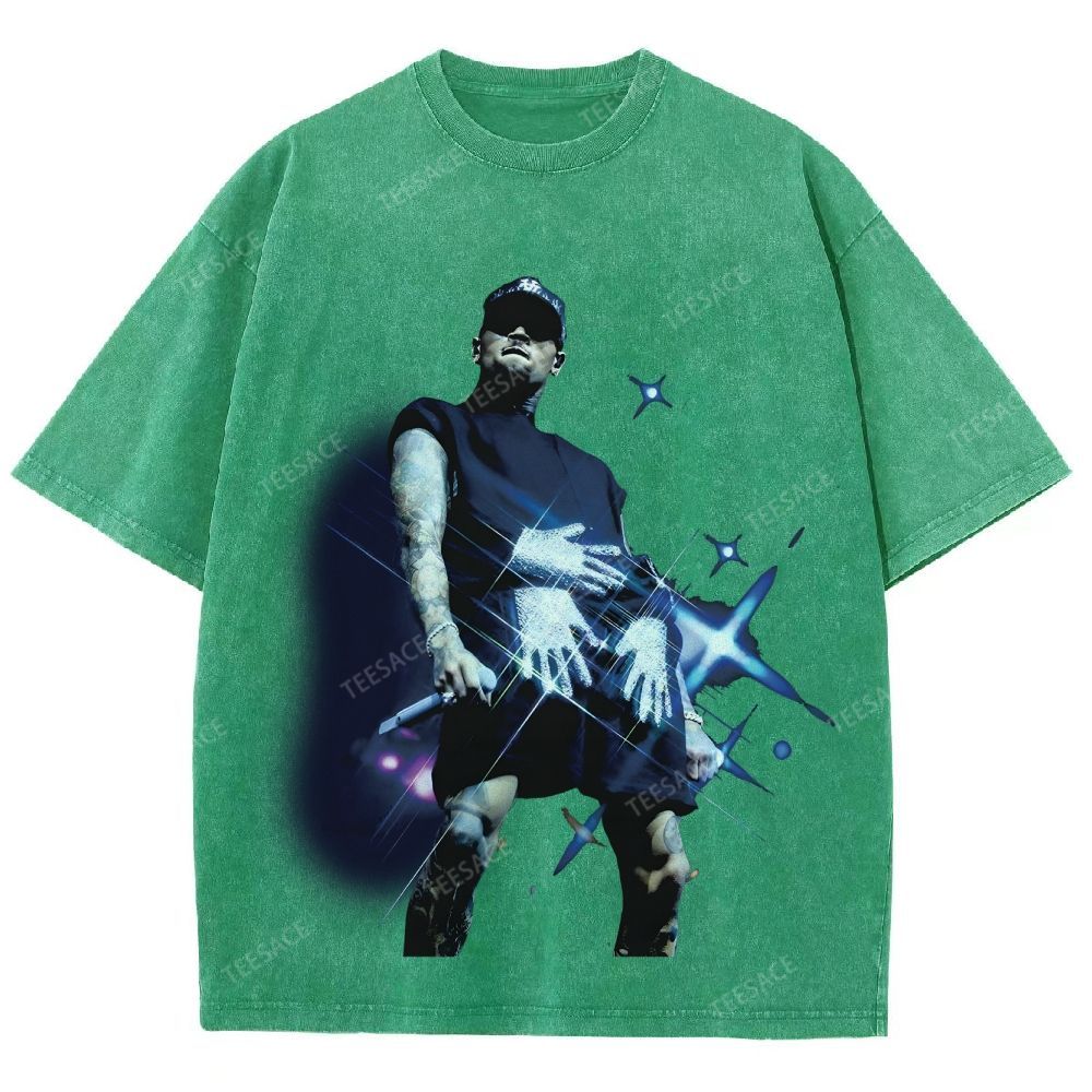 Unisex Fit Washed T-Shirt 2024 CHRIS BROWN V2