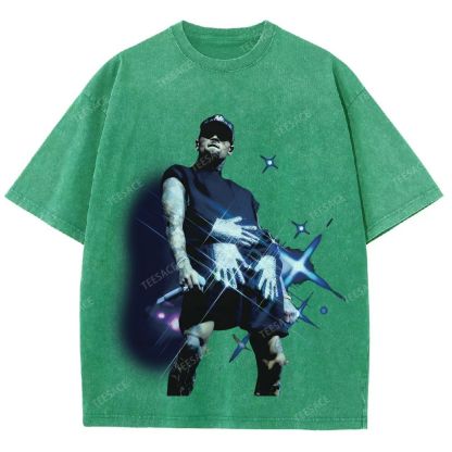 Unisex Fit Washed T-Shirt 2024 CHRIS BROWN V2