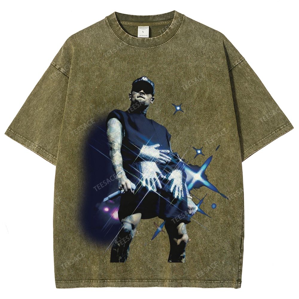 Unisex Fit Washed T-Shirt 2024 CHRIS BROWN V2