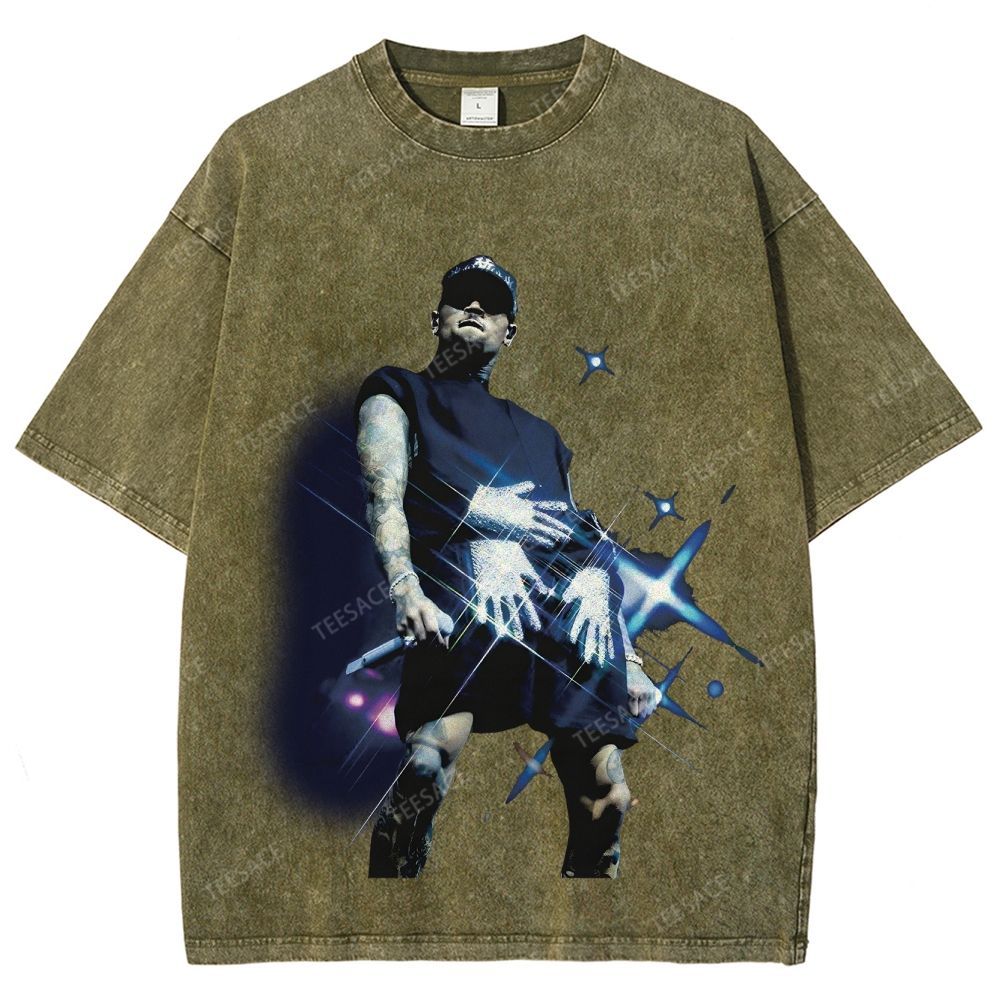 Unisex Fit Washed T-Shirt 2024 CHRIS BROWN V2