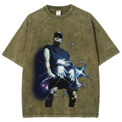 Unisex Fit Washed T-Shirt 2024 CHRIS BROWN V2