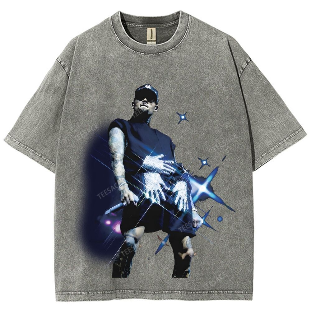 Unisex Fit Washed T-Shirt 2024 CHRIS BROWN V2