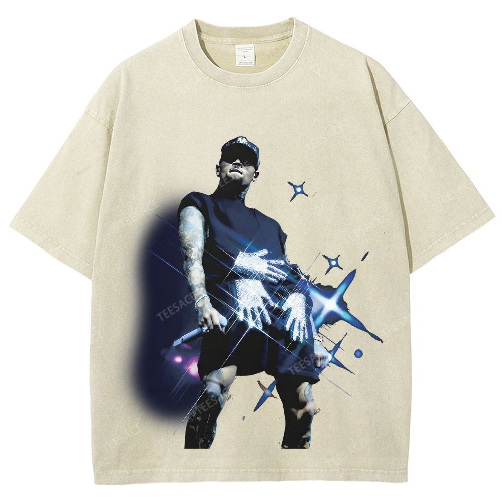 Unisex Fit Washed T-Shirt 2024 CHRIS BROWN V2