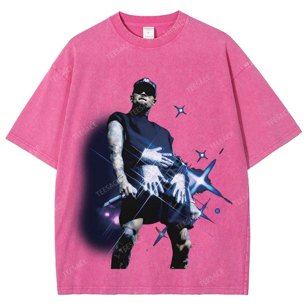 Unisex Fit Washed T-Shirt 2024 CHRIS BROWN V2