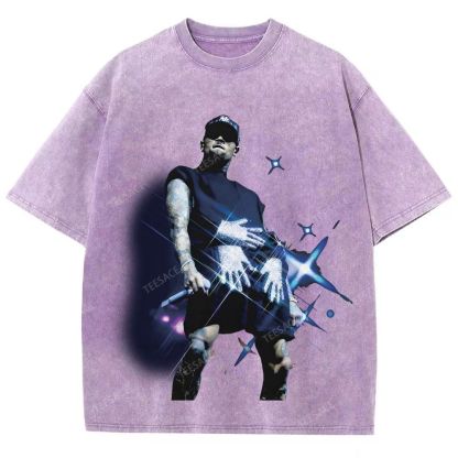 Unisex Fit Washed T-Shirt 2024 CHRIS BROWN V2