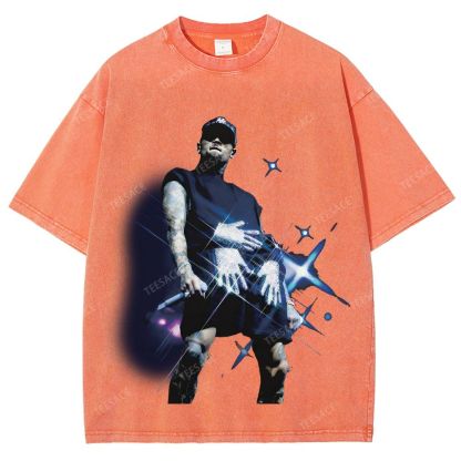 Unisex Fit Washed T-Shirt 2024 CHRIS BROWN V2