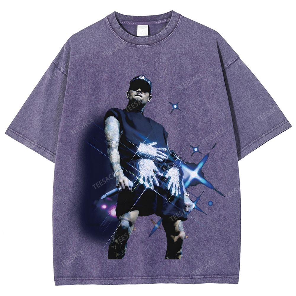 Unisex Fit Washed T-Shirt 2024 CHRIS BROWN V2