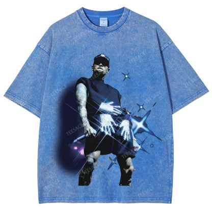Unisex Fit Washed T-Shirt 2024 CHRIS BROWN V2