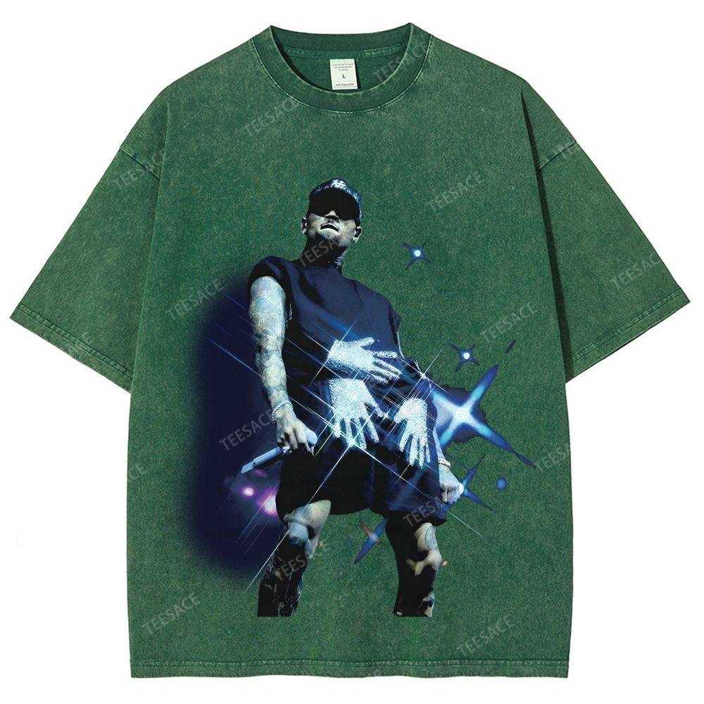 Unisex Fit Washed T-Shirt 2024 CHRIS BROWN V2