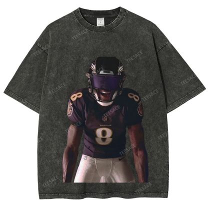 RAVENS Lamar Jackson Unisex Fit Washed T-Shirt 