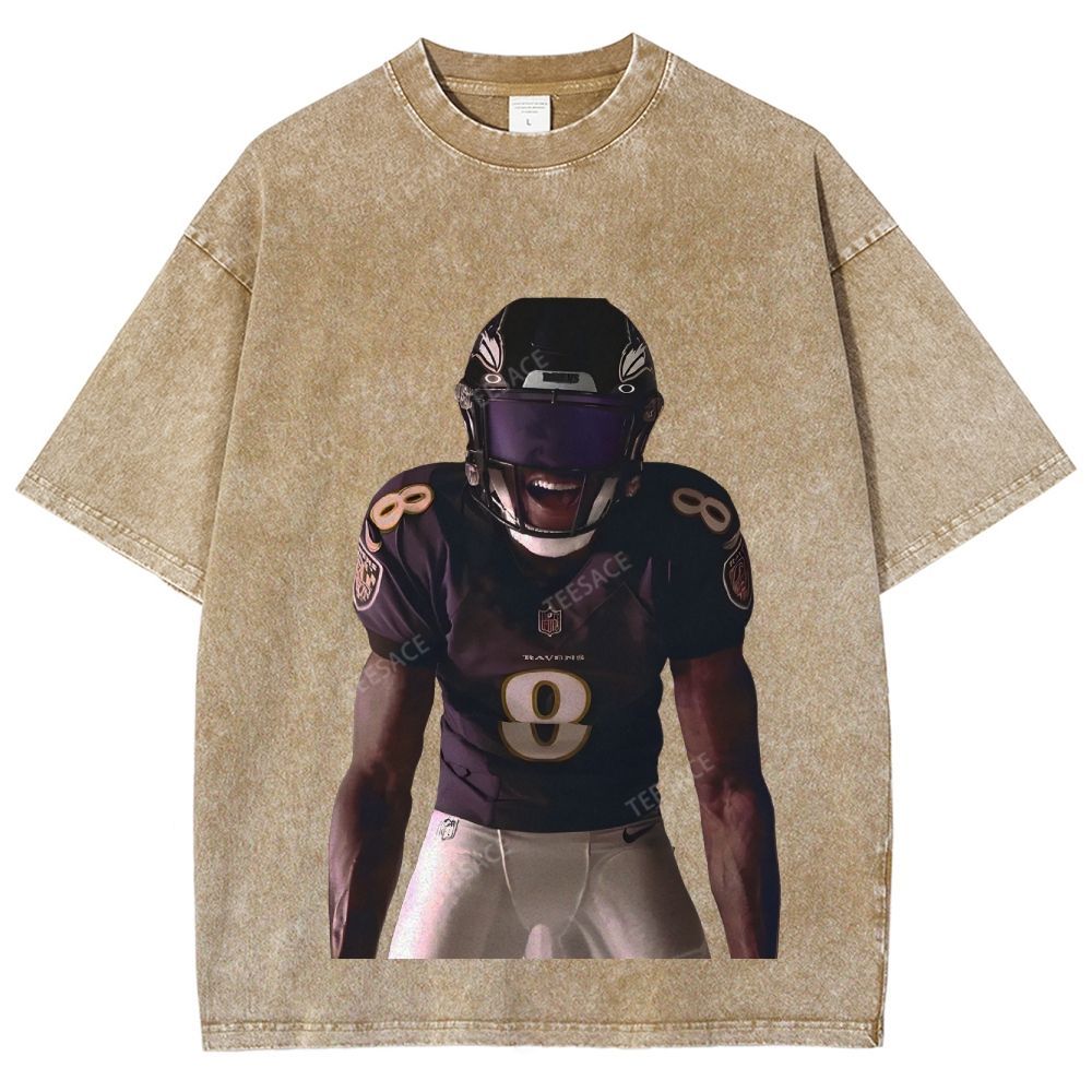 RAVENS Lamar Jackson Unisex Fit Washed T-Shirt 