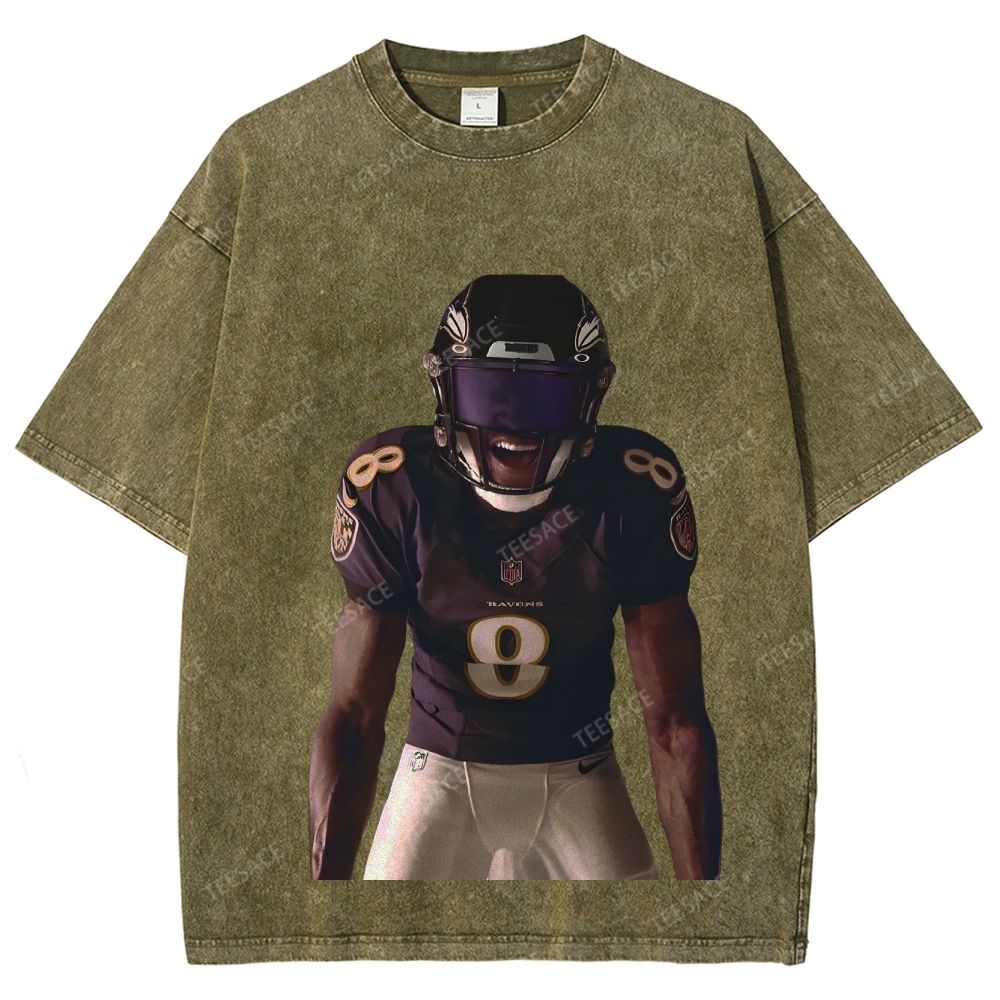 RAVENS Lamar Jackson Unisex Fit Washed T-Shirt 