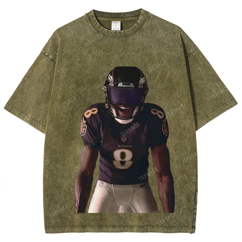 RAVENS Lamar Jackson Unisex Fit Washed T-Shirt 