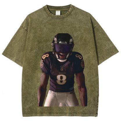 RAVENS Lamar Jackson Unisex Fit Washed T-Shirt 