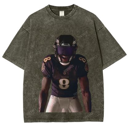 RAVENS Lamar Jackson Unisex Fit Washed T-Shirt 
