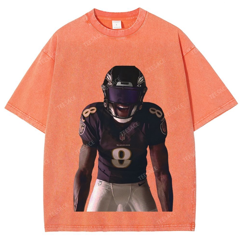 RAVENS Lamar Jackson Unisex Fit Washed T-Shirt 