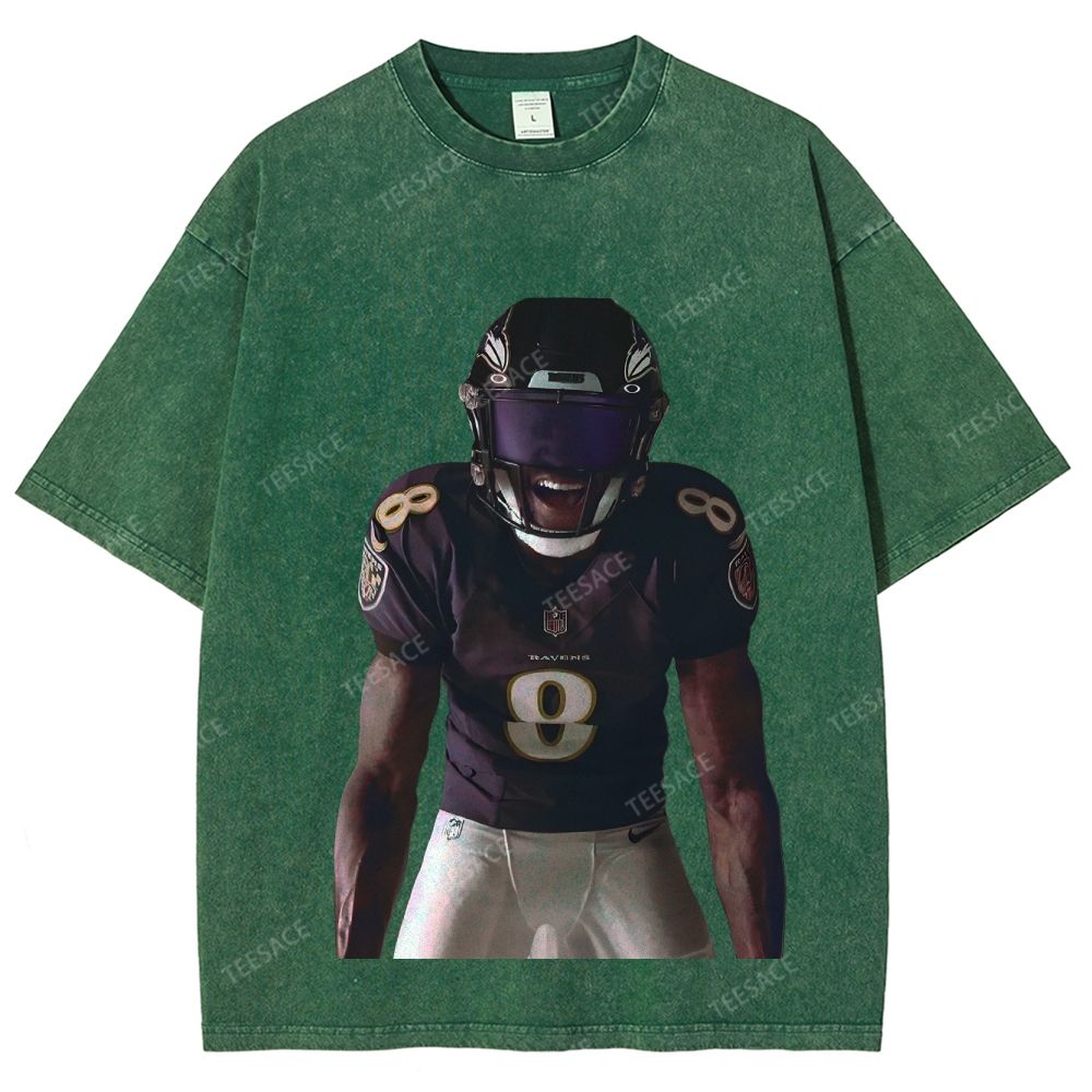 RAVENS Lamar Jackson Unisex Fit Washed T-Shirt 