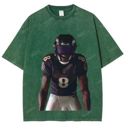 RAVENS Lamar Jackson Unisex Fit Washed T-Shirt 