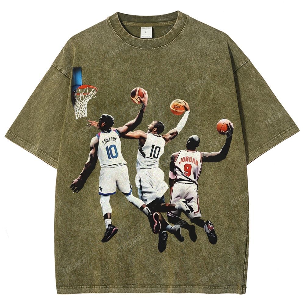 Unisex Fit Washed T-Shirt KOBE & JORDANS & EDWARDS