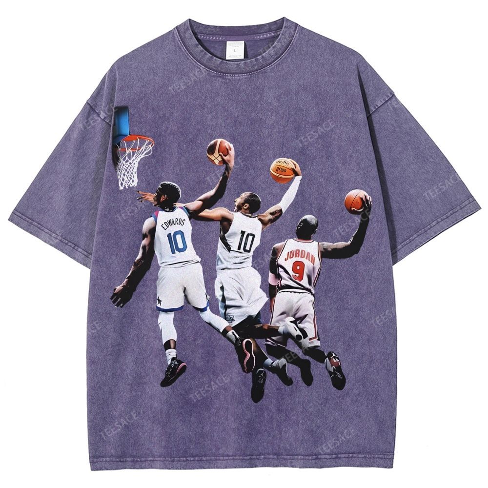 Unisex Fit Washed T-Shirt KOBE & JORDANS & EDWARDS
