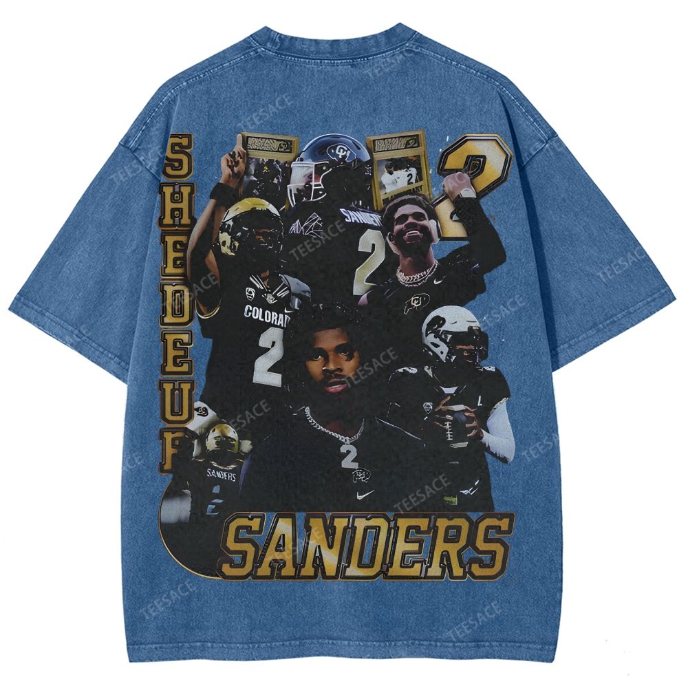 SHEDEUR SANDERS Unisex Fit Washed T-Shirt  