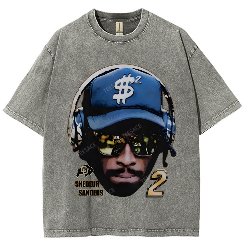 SHEDEUR SANDERS Unisex Fit Washed T-Shirt  