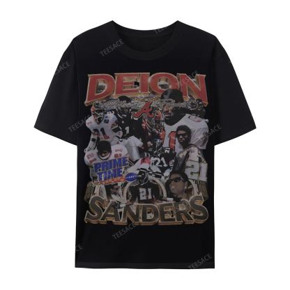 Deion Sanders Falcons Tee Casual Short Sleeve T-Shirt 