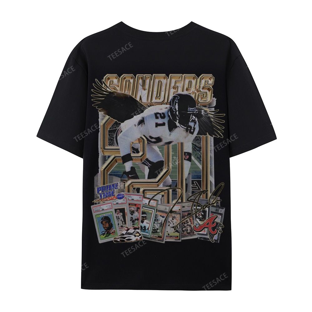 Deion Sanders Falcons Tee Casual Short Sleeve T-Shirt 