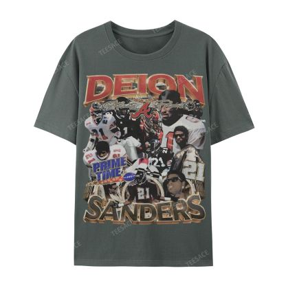 Deion Sanders Falcons Tee Casual Short Sleeve T-Shirt 