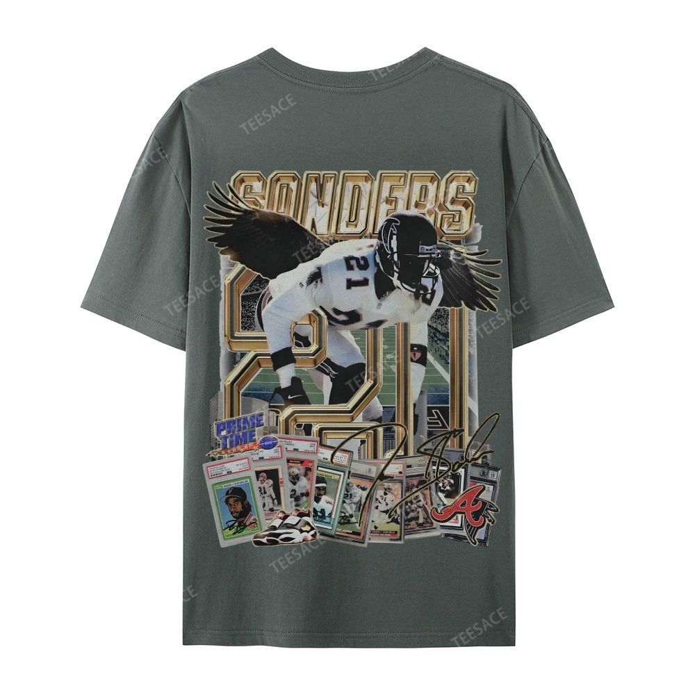 Deion Sanders Falcons Tee Casual Short Sleeve T-Shirt 