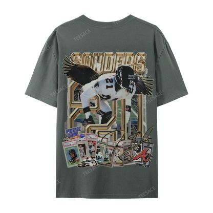 Deion Sanders Falcons Tee Casual Short Sleeve T-Shirt 