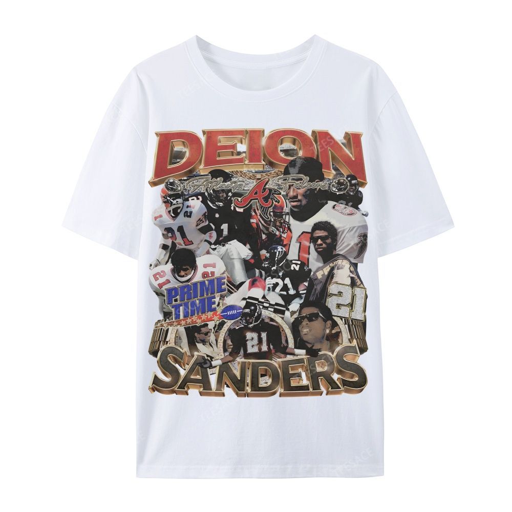 Deion Sanders Falcons Tee Casual Short Sleeve T-Shirt 