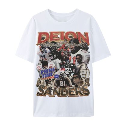 Deion Sanders Falcons Tee Casual Short Sleeve T-Shirt 