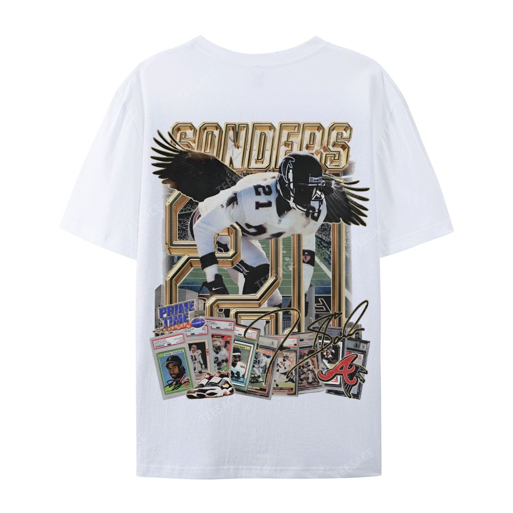 Deion Sanders Falcons Tee Casual Short Sleeve T-Shirt 