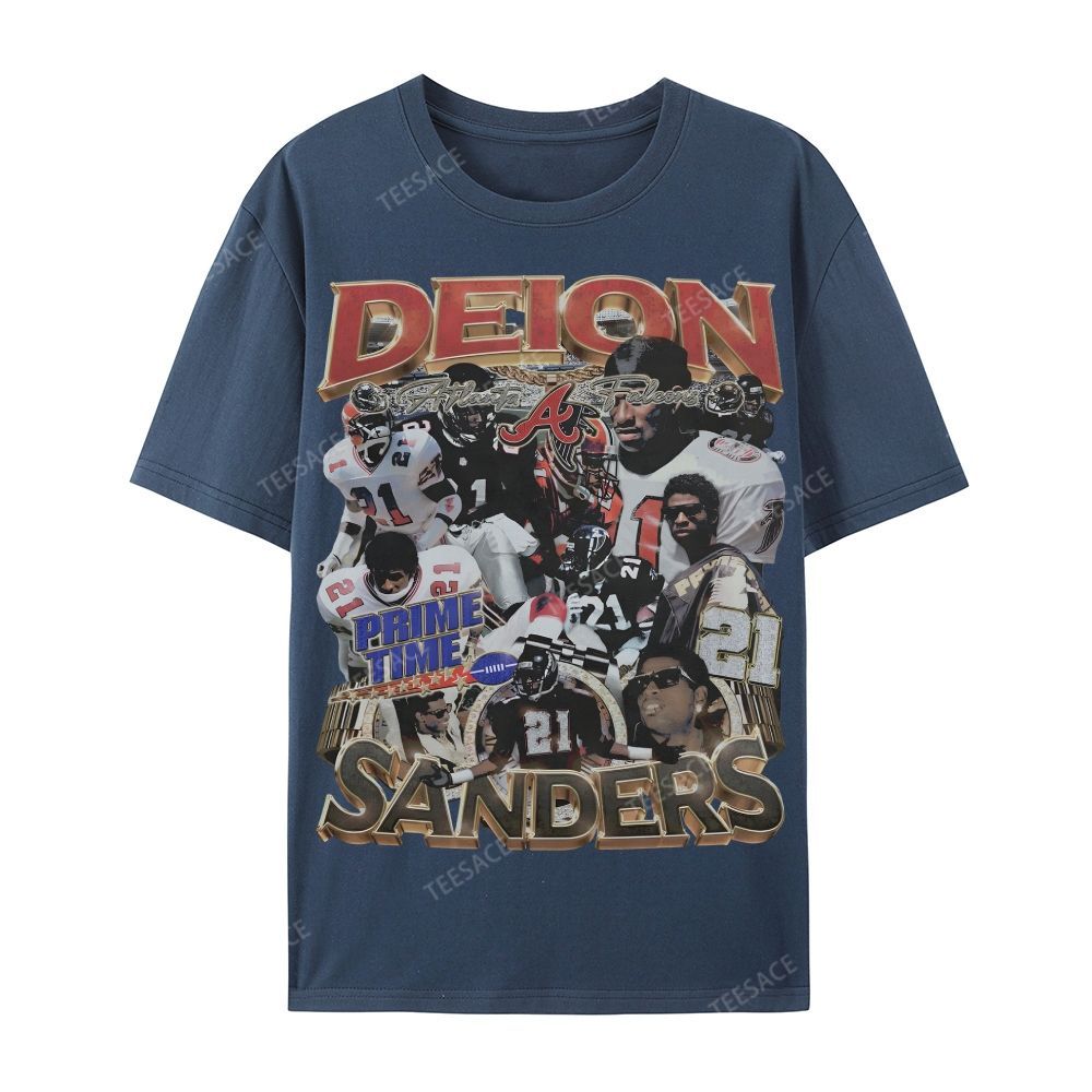 Deion Sanders Falcons Tee Casual Short Sleeve T-Shirt 