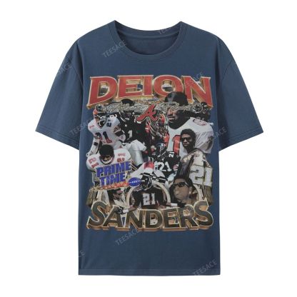 Deion Sanders Falcons Tee Casual Short Sleeve T-Shirt 