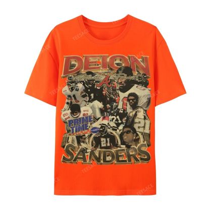Deion Sanders Falcons Tee Casual Short Sleeve T-Shirt 