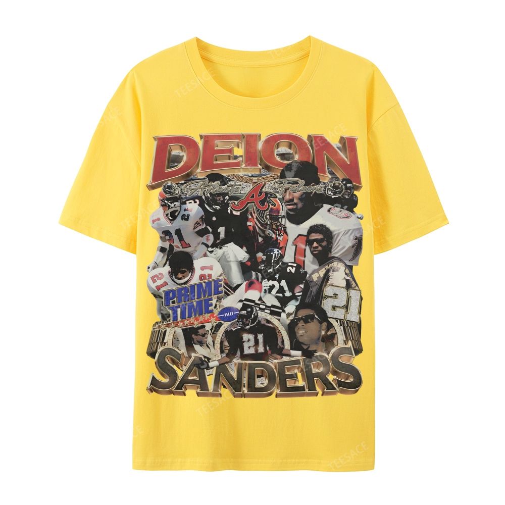 Deion Sanders Falcons Tee Casual Short Sleeve T-Shirt 