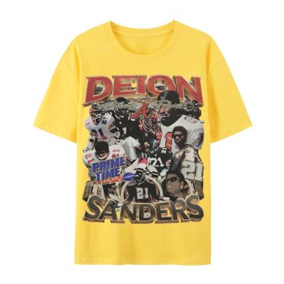 Deion Sanders Falcons Tee Casual Short Sleeve T-Shirt 