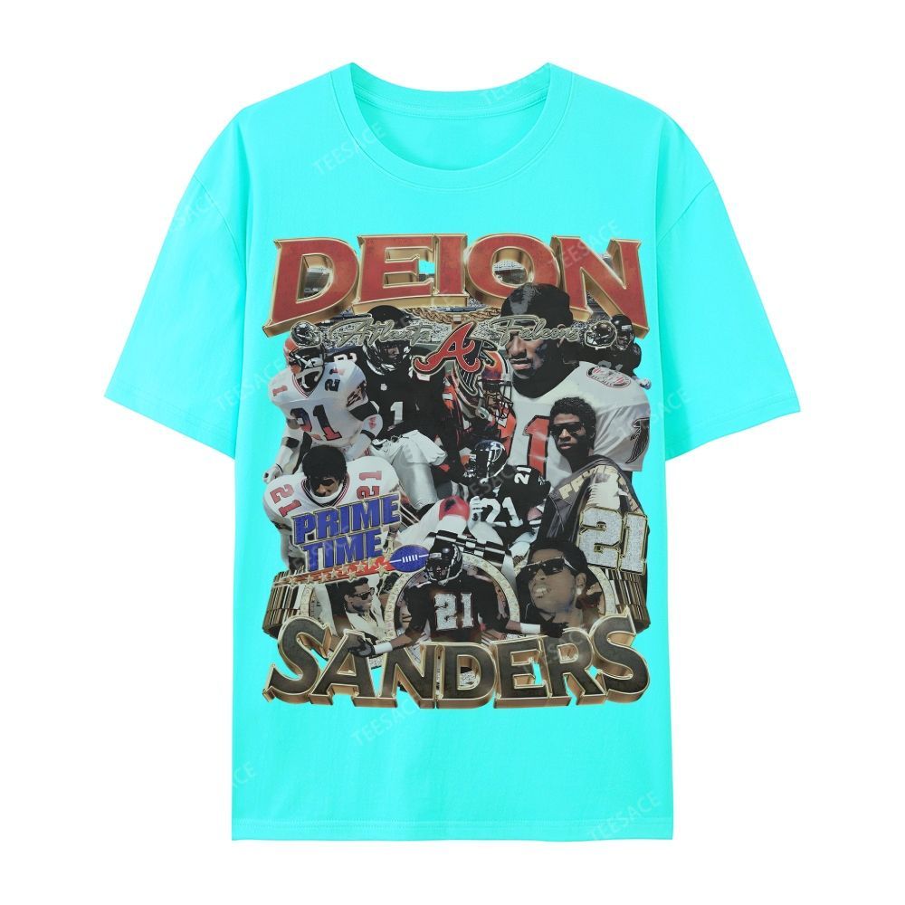 Deion Sanders Falcons Tee Casual Short Sleeve T-Shirt 